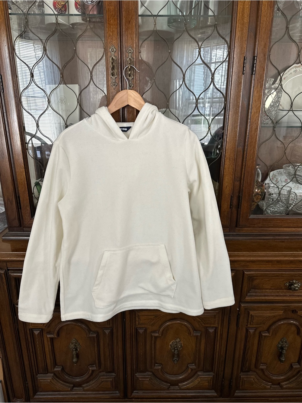 Lands' End Women’s Cream Fleece Hoodie
